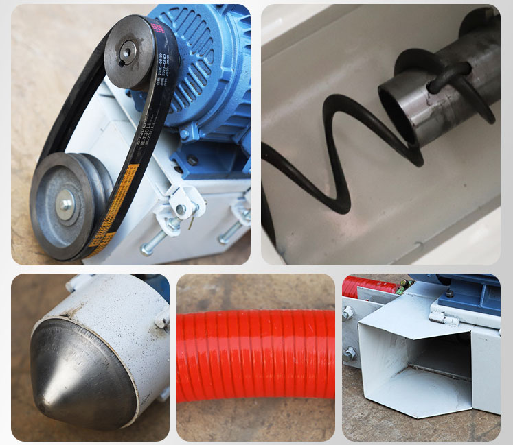 吸沙機器驅動裝置由：螺旋，進料口，減速帶等